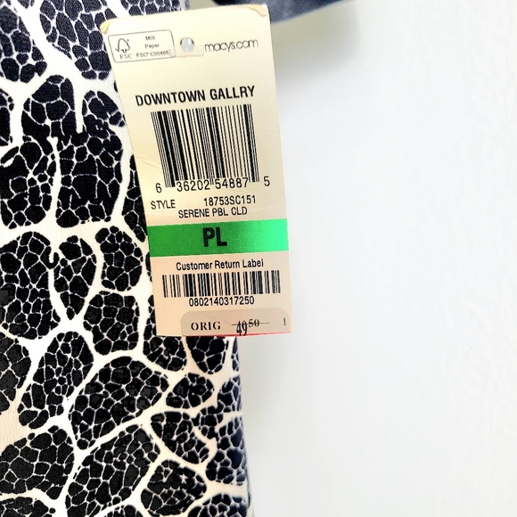 Style & Co. Black & White Print Tunic w/Gold & Silver Stud Accents, Size PL, NWT - Picture 10 of 10